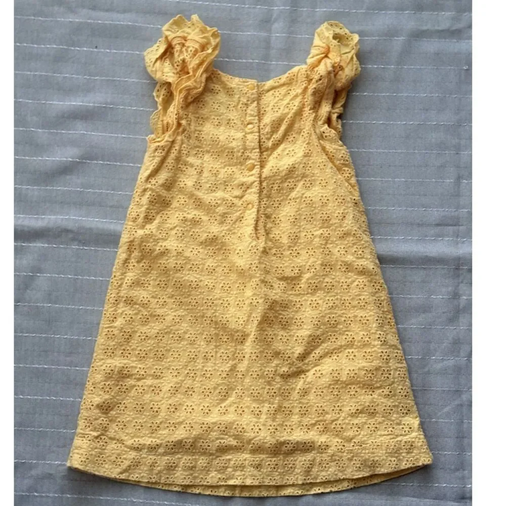 Ralph Lauren Girls Yellow Eyelet Dress Size 6 Great Condition